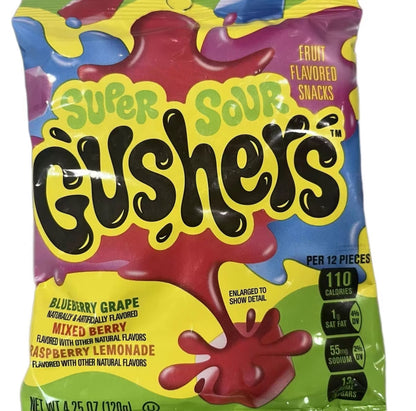 Super Sour Gushers Fruit Flavored Snack Packs (4.25oz each bag)